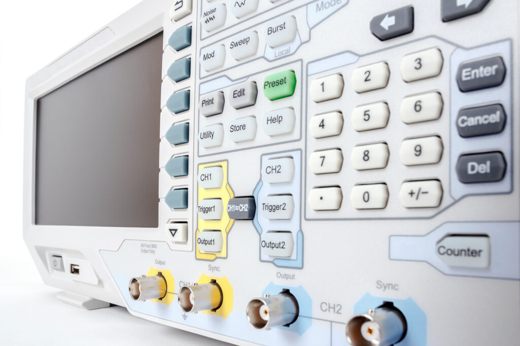 Modern testing equipment - analyzer on white background